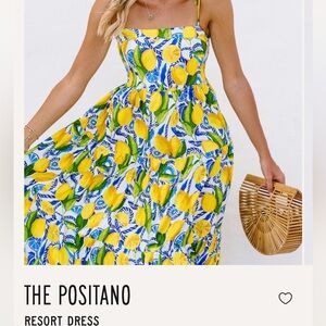 Kenny Flowers Positano Blue and Yellow Resort Dress L